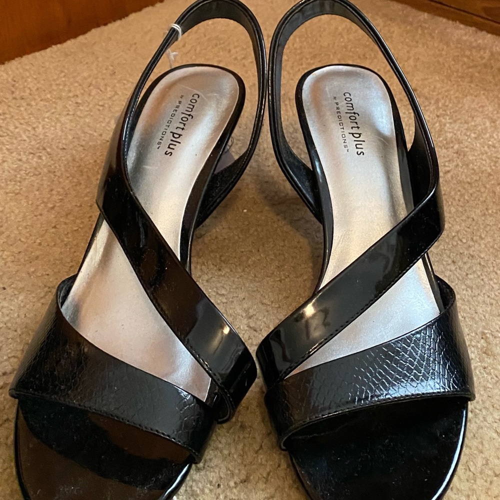 Black open toe heels